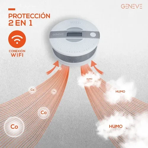 DETECTOR WIFI MONOXIDO Y HUMO GENEVE