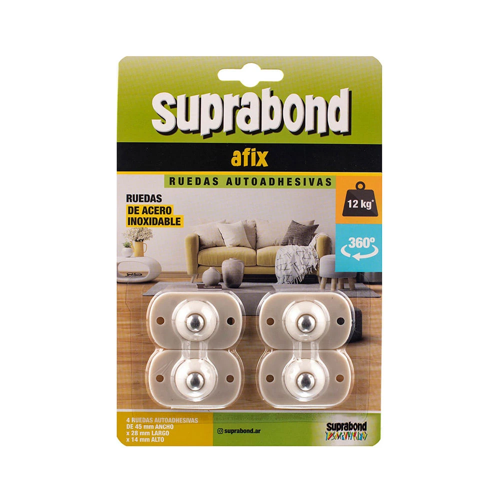 SUPRABOND RUEDAS AUTOADHESIVAS AFIX ACERO INOX. X 4 U.